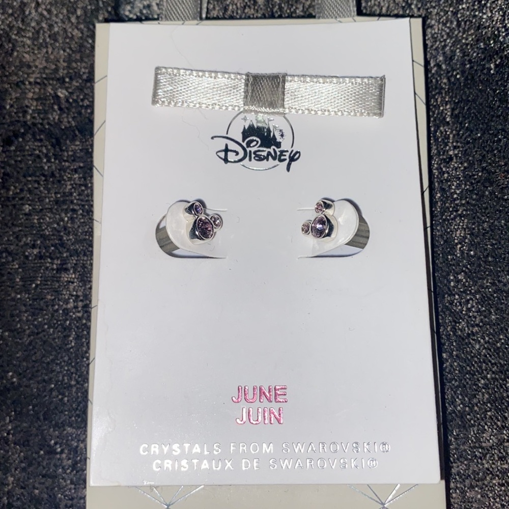 Mickey Mouse Crystal Birthstone Earrings JUNE